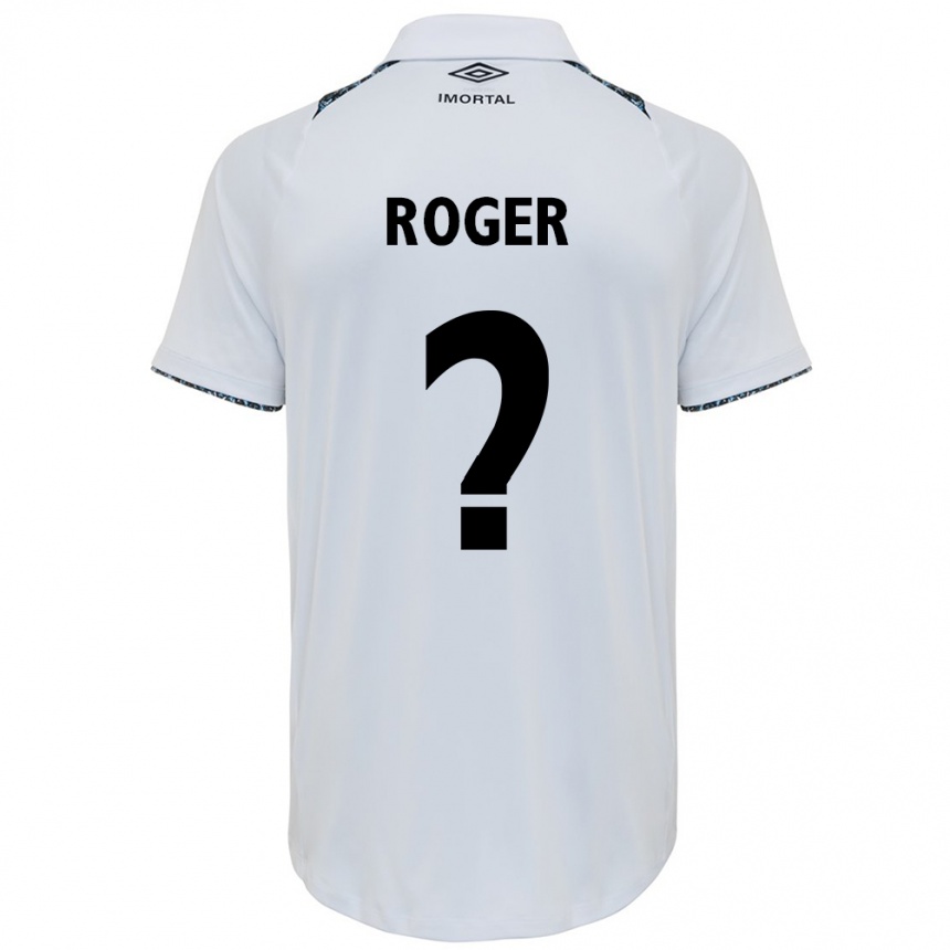 Enfant Football Maillot Roger #0 Blanc Bleu Tenues Extérieur 2024/25