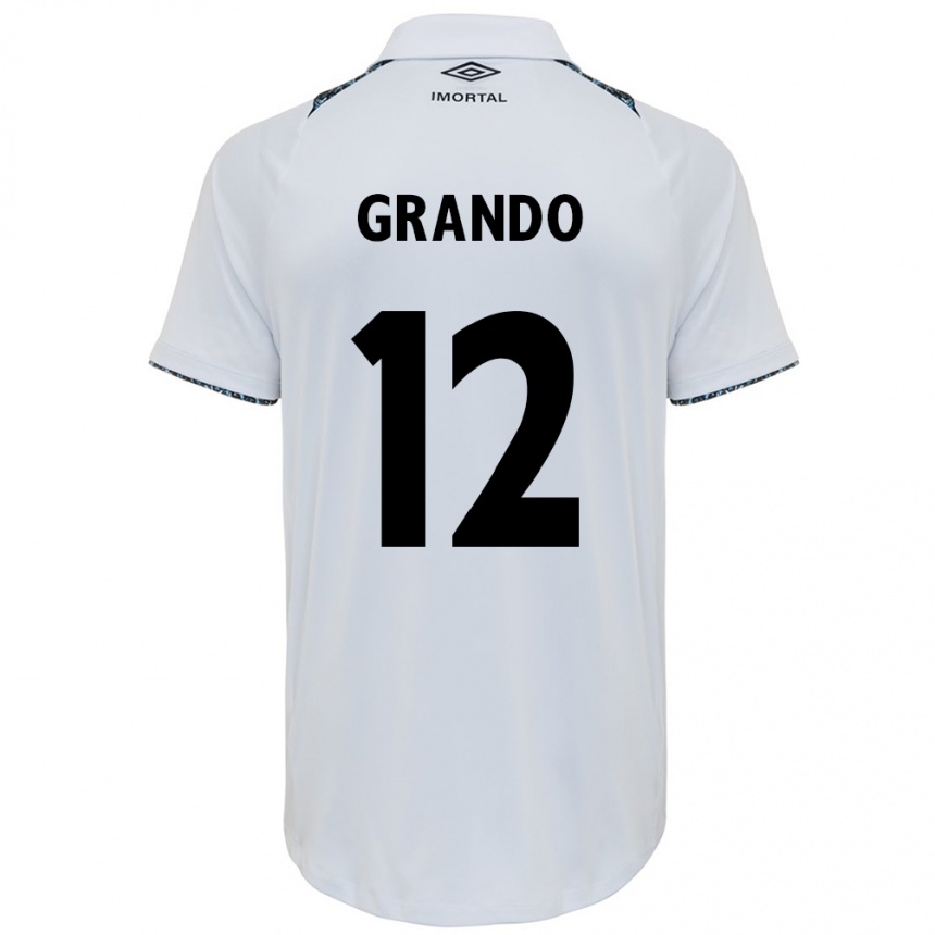 Enfant Football Maillot Gabriel Grando #12 Blanc Bleu Tenues Extérieur 2024/25