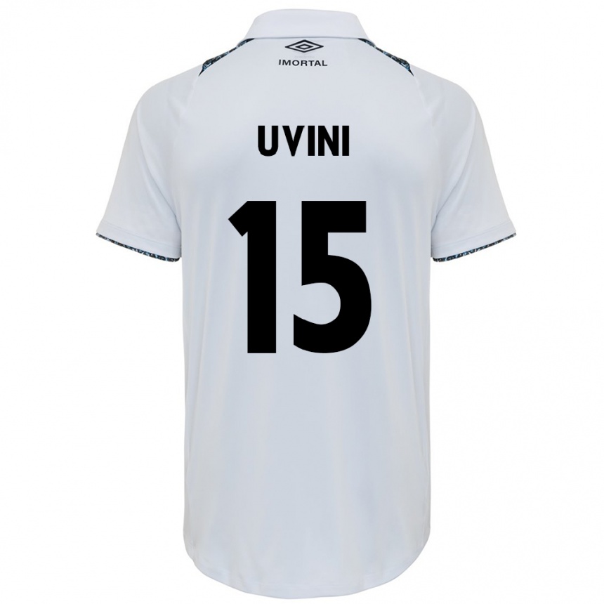 Enfant Football Maillot Bruno Uvini #15 Blanc Bleu Tenues Extérieur 2024/25