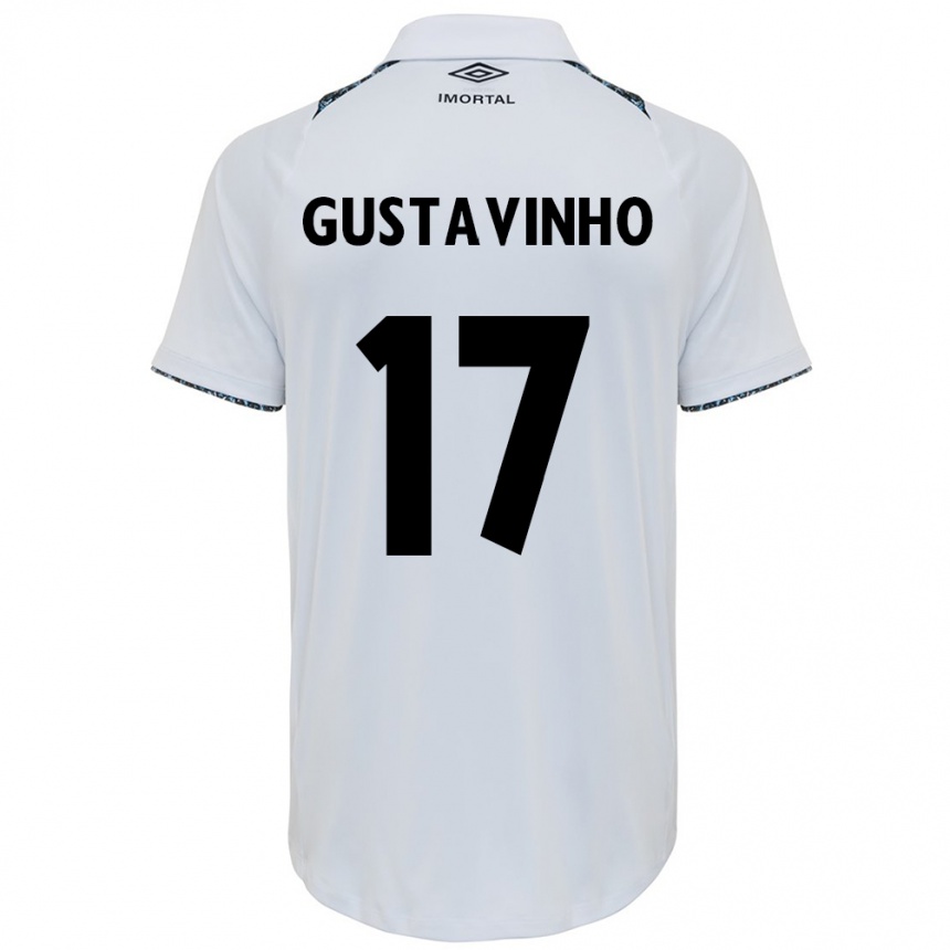 Enfant Football Maillot Gustavinho #17 Blanc Bleu Tenues Extérieur 2024/25