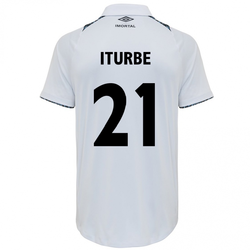 Enfant Football Maillot Juan Iturbe #21 Blanc Bleu Tenues Extérieur 2024/25