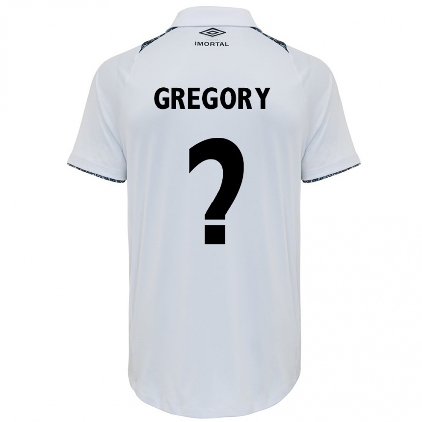 Enfant Football Maillot Gregory #0 Blanc Bleu Tenues Extérieur 2024/25