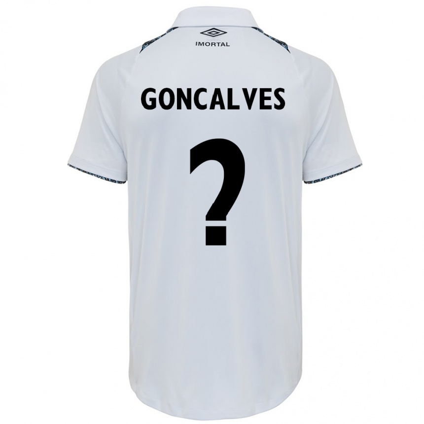 Enfant Football Maillot Matheus Gonçalves #0 Blanc Bleu Tenues Extérieur 2024/25