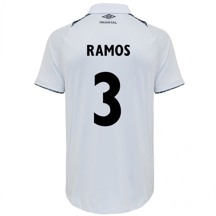 Enfant Football Maillot João Ramos #3 Blanc Bleu Tenues Extérieur 2024/25