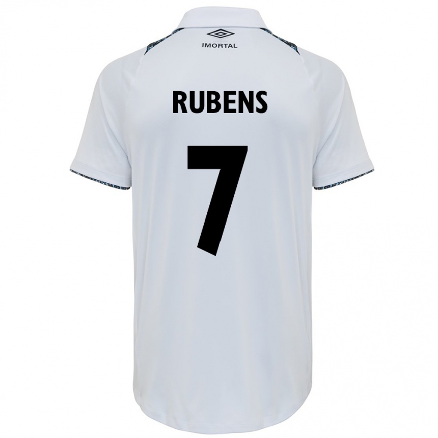 Enfant Football Maillot Rubens #7 Blanc Bleu Tenues Extérieur 2024/25