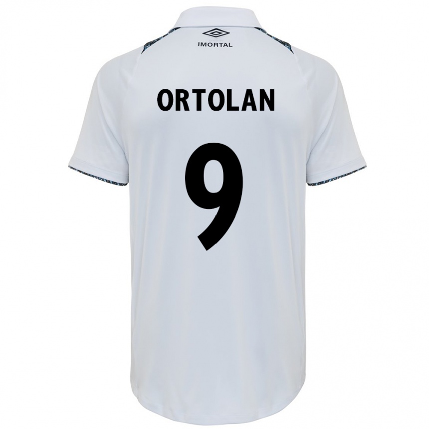 Enfant Football Maillot Dani Ortolan #9 Blanc Bleu Tenues Extérieur 2024/25