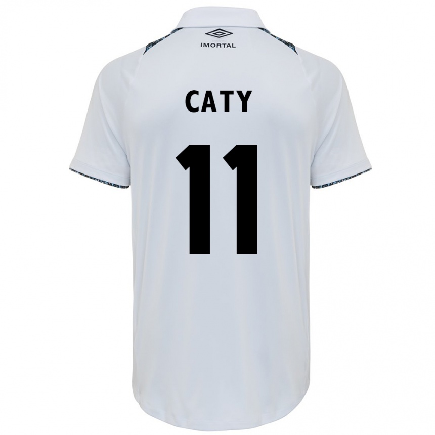 Enfant Football Maillot Caty #11 Blanc Bleu Tenues Extérieur 2024/25