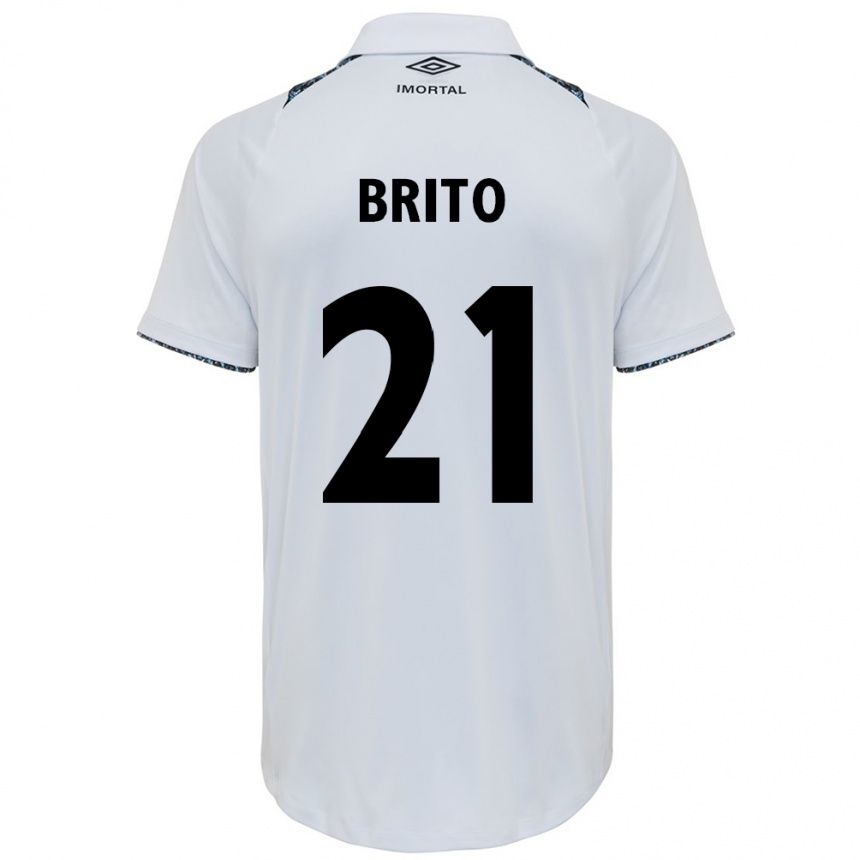 Enfant Football Maillot Brito #21 Blanc Bleu Tenues Extérieur 2024/25