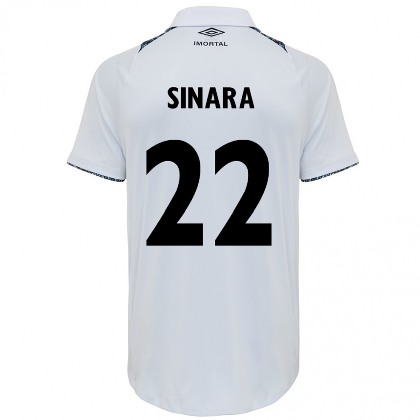 Enfant Football Maillot Sinara #22 Blanc Bleu Tenues Extérieur 2024/25