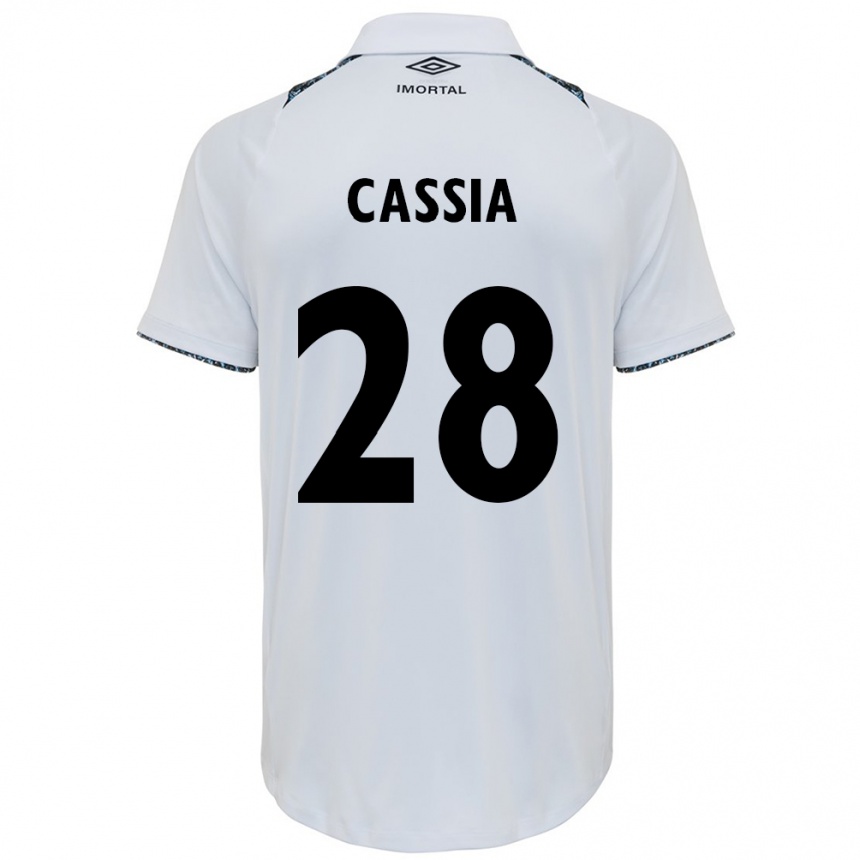 Enfant Football Maillot Cássia #28 Blanc Bleu Tenues Extérieur 2024/25