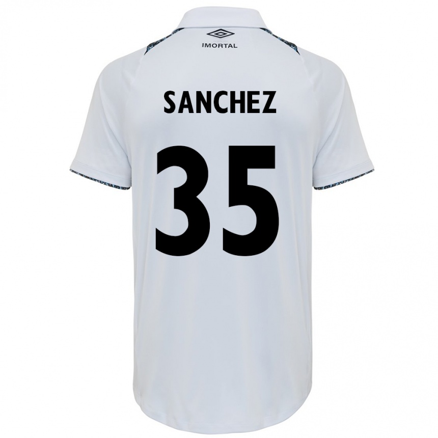 Enfant Football Maillot Lari Sanchez #35 Blanc Bleu Tenues Extérieur 2024/25