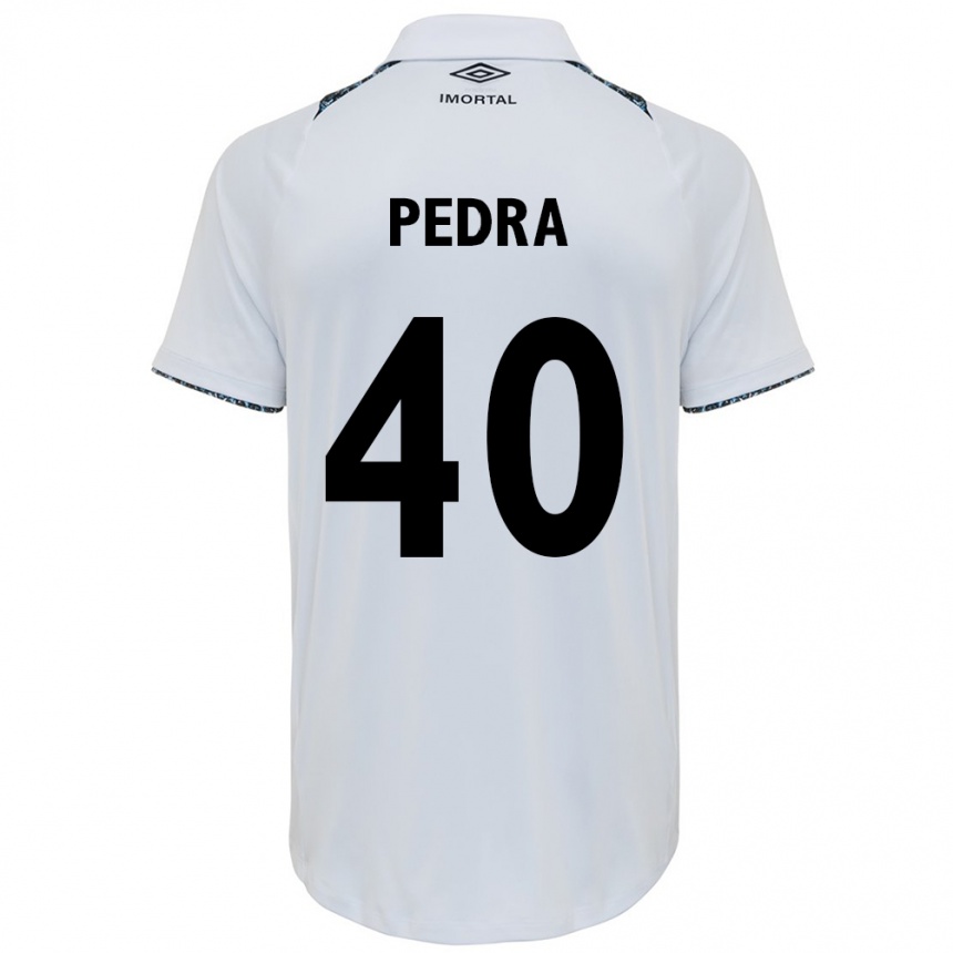 Enfant Football Maillot Duda Pedra #40 Blanc Bleu Tenues Extérieur 2024/25