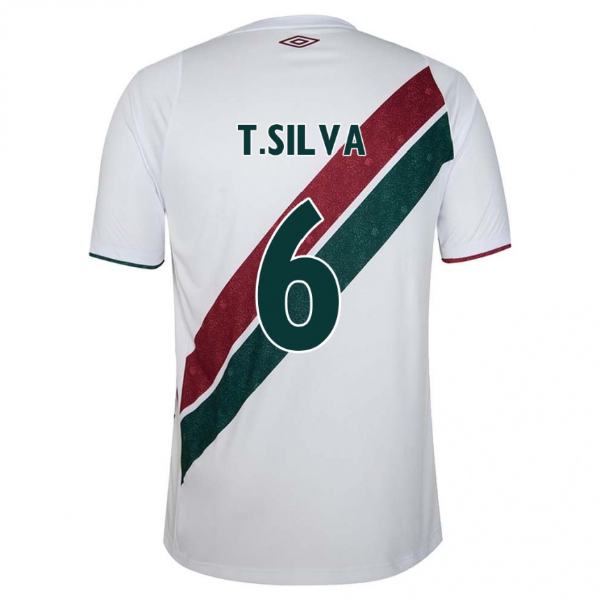 Enfant Football Maillot Thiago Silva #6 Blanc Vert Bordeaux Tenues Extérieur 2024/25