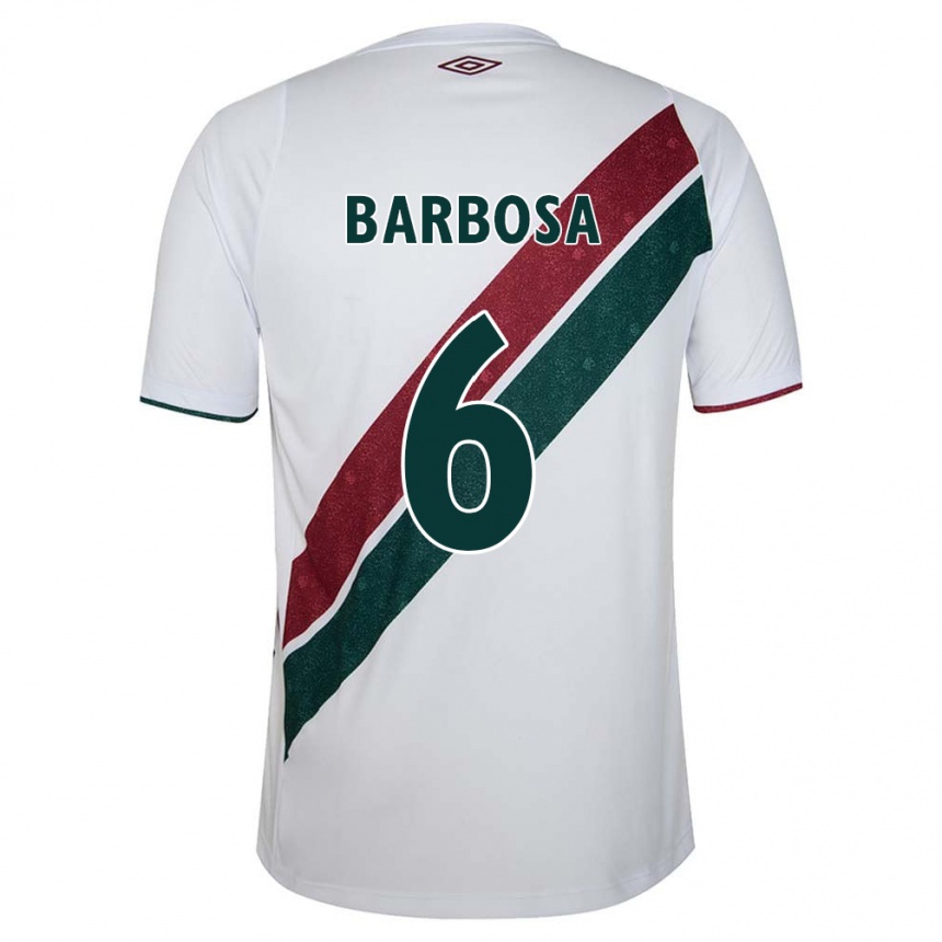 Enfant Football Maillot Diogo Barbosa #6 Blanc Vert Bordeaux Tenues Extérieur 2024/25