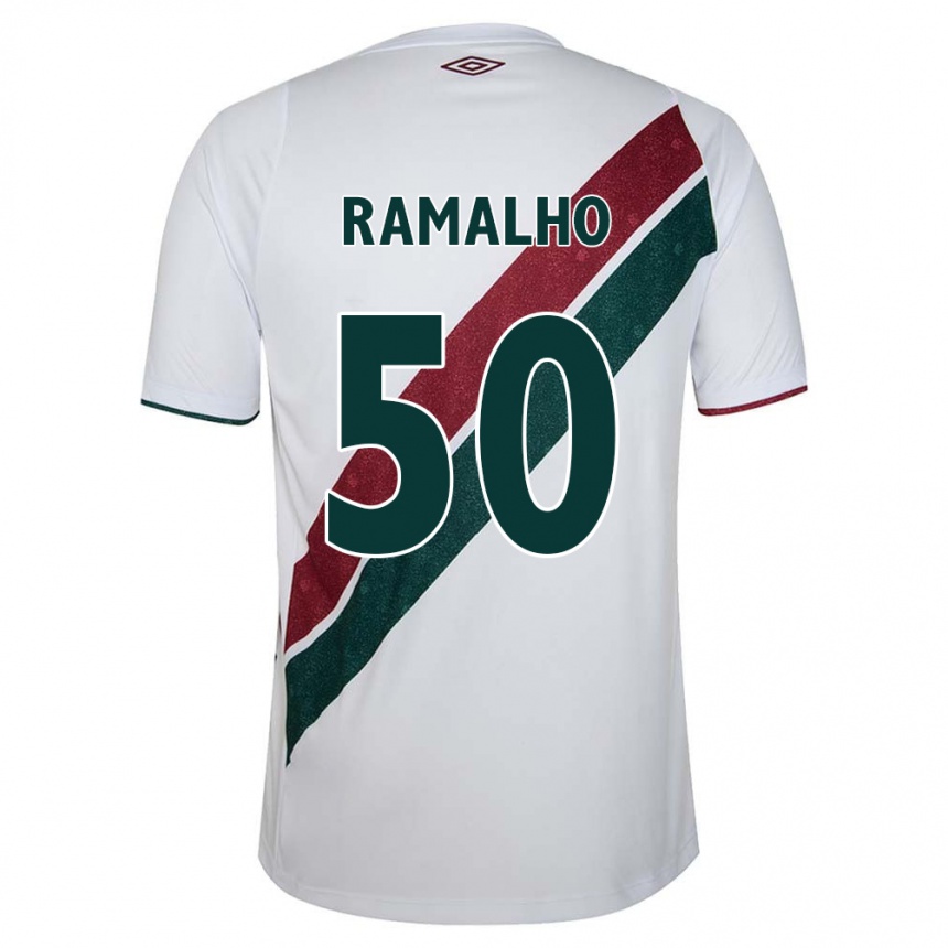 Enfant Football Maillot Gustavo Ramalho #50 Blanc Vert Bordeaux Tenues Extérieur 2024/25