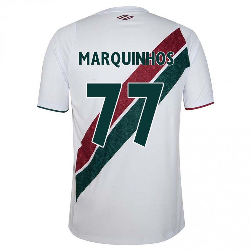 Enfant Football Maillot Marquinhos #77 Blanc Vert Bordeaux Tenues Extérieur 2024/25