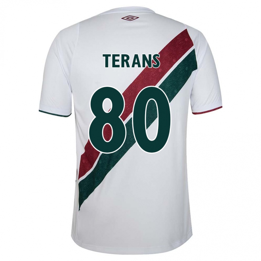 Enfant Football Maillot David Terans #80 Blanc Vert Bordeaux Tenues Extérieur 2024/25