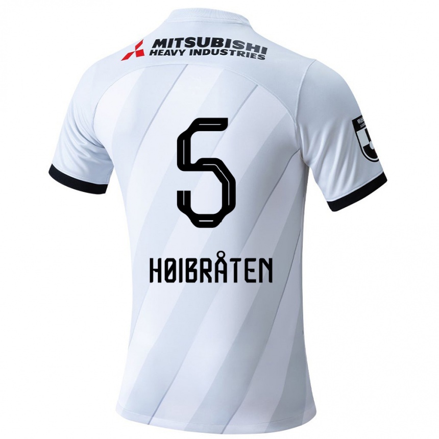 Enfant Football Maillot Marius Høibråten #5 Blanc Gris Tenues Extérieur 2024/25