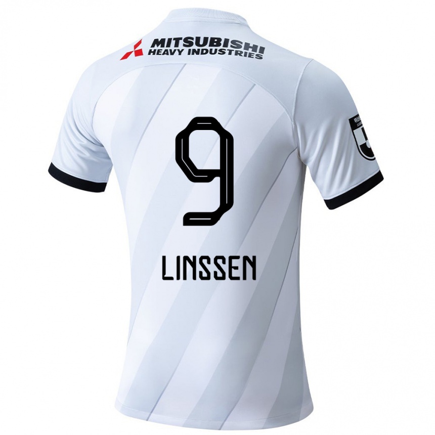 Enfant Football Maillot Bryan Linssen #9 Blanc Gris Tenues Extérieur 2024/25