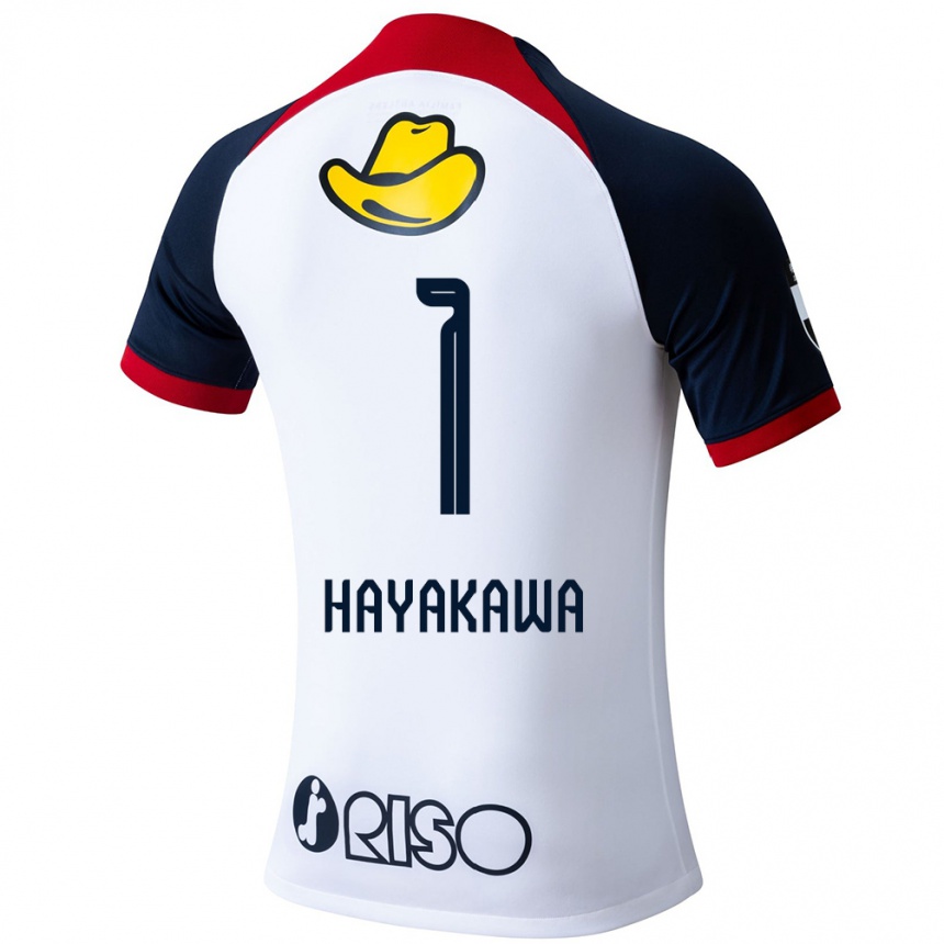 Enfant Football Maillot Tomoki Hayakawa #1 Blanc Bleu Rouge Tenues Extérieur 2024/25