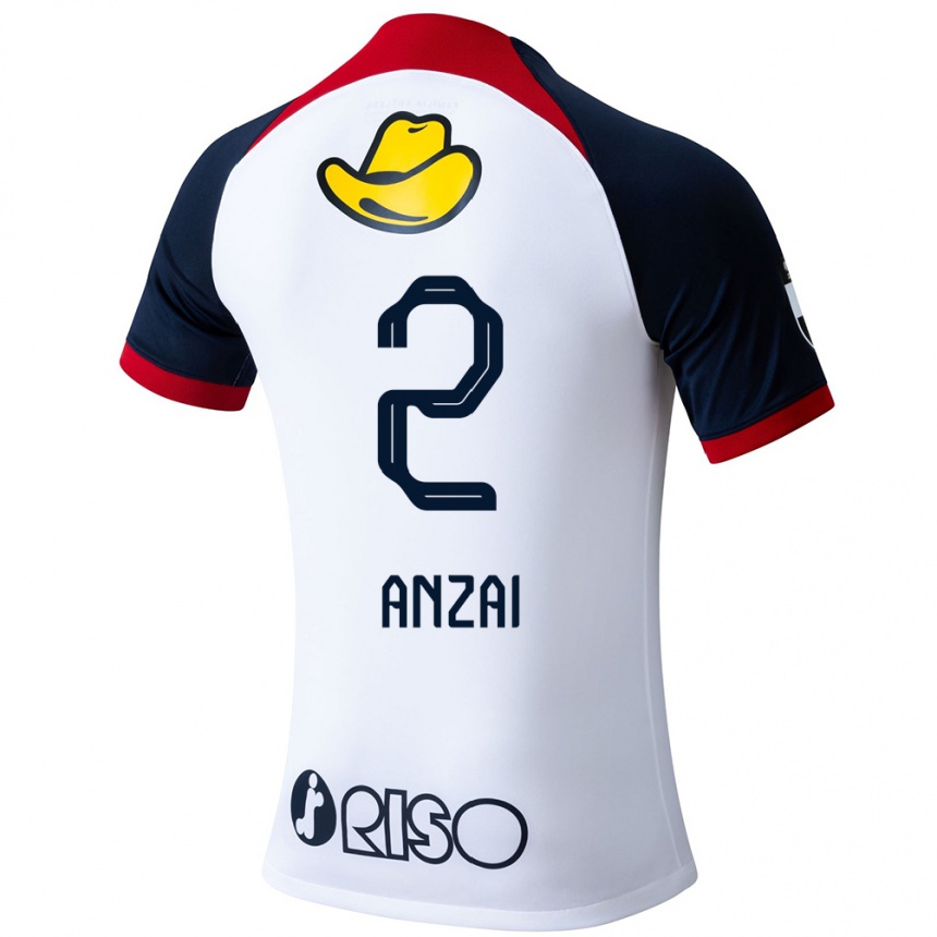 Enfant Football Maillot Koki Anzai #2 Blanc Bleu Rouge Tenues Extérieur 2024/25