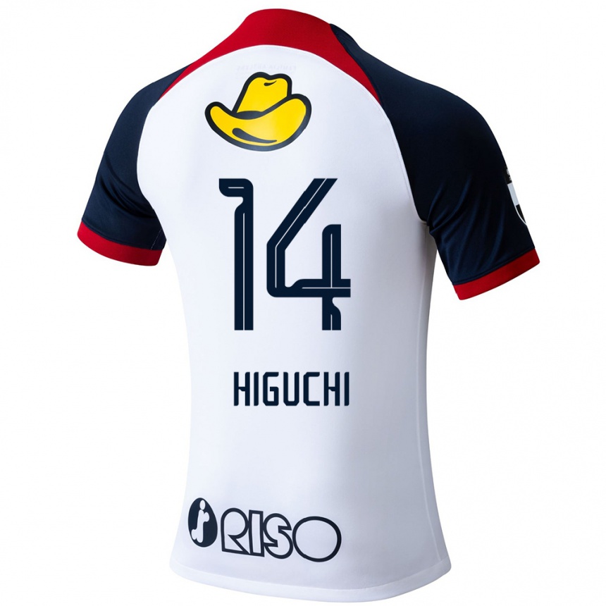 Enfant Football Maillot Yuta Higuchi #14 Blanc Bleu Rouge Tenues Extérieur 2024/25