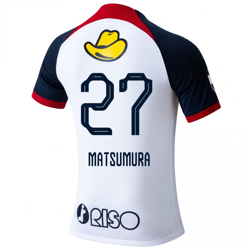 Enfant Football Maillot Yuta Matsumura #27 Blanc Bleu Rouge Tenues Extérieur 2024/25