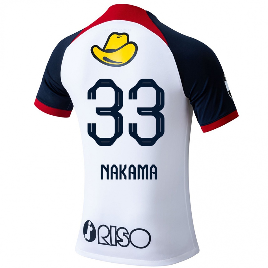 Enfant Football Maillot Hayato Nakama #33 Blanc Bleu Rouge Tenues Extérieur 2024/25