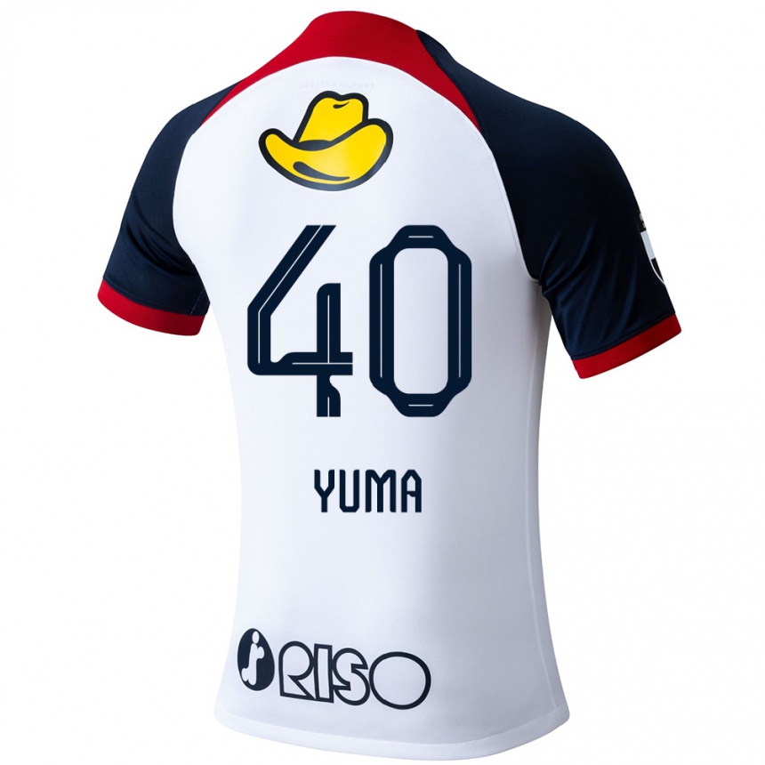 Enfant Football Maillot Yuma Suzuki #40 Blanc Bleu Rouge Tenues Extérieur 2024/25