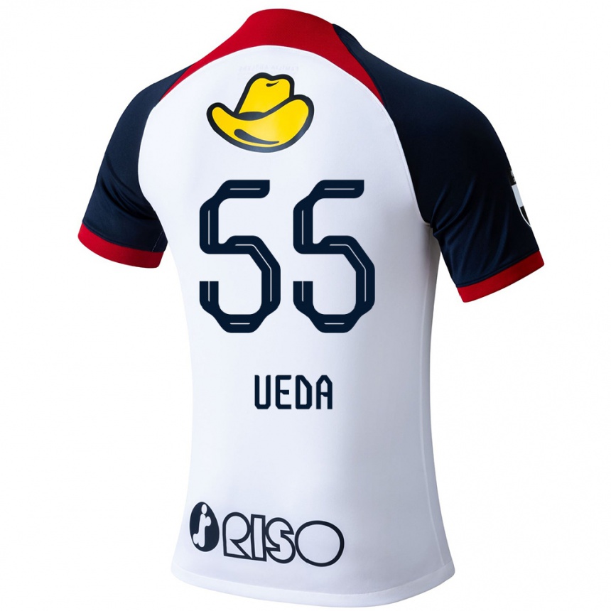 Enfant Football Maillot Naomichi Ueda #55 Blanc Bleu Rouge Tenues Extérieur 2024/25