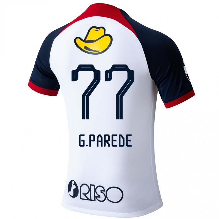 Enfant Football Maillot Guilherme Parede #77 Blanc Bleu Rouge Tenues Extérieur 2024/25