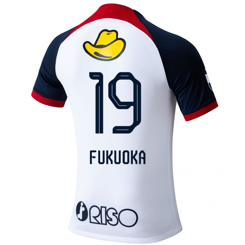 Enfant Football Maillot Yuwa Fukuoka #19 Blanc Bleu Rouge Tenues Extérieur 2024/25