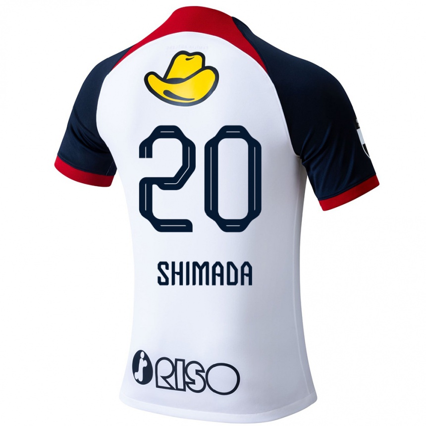 Enfant Football Maillot Victor Shimada #20 Blanc Bleu Rouge Tenues Extérieur 2024/25