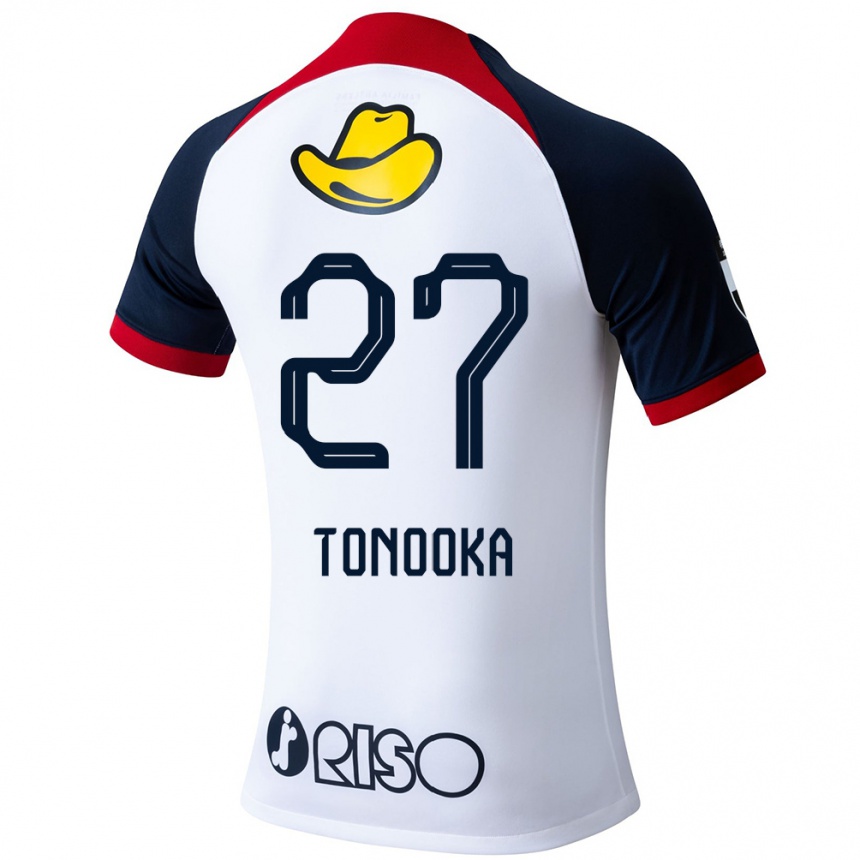 Enfant Football Maillot Ryota Tonooka #27 Blanc Bleu Rouge Tenues Extérieur 2024/25