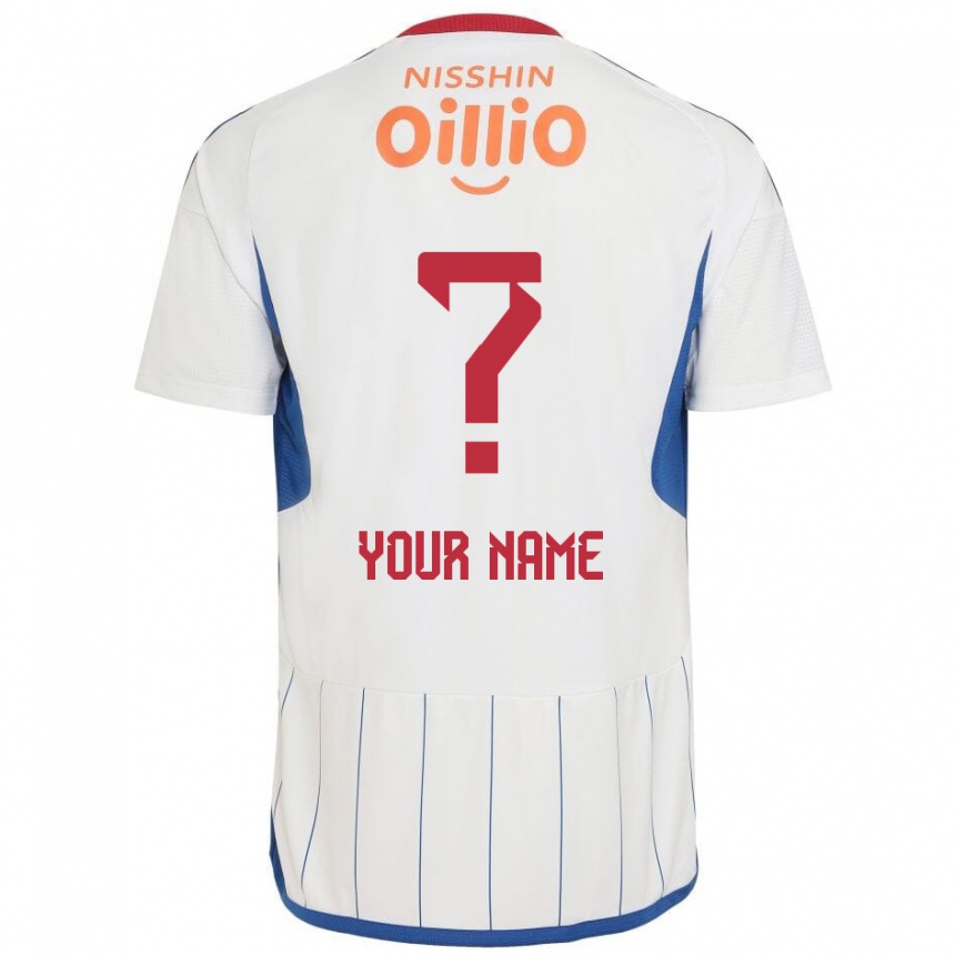 Enfant Football Maillot Votre Nom #0 Blanc Bleu Rouge Tenues Extérieur 2024/25