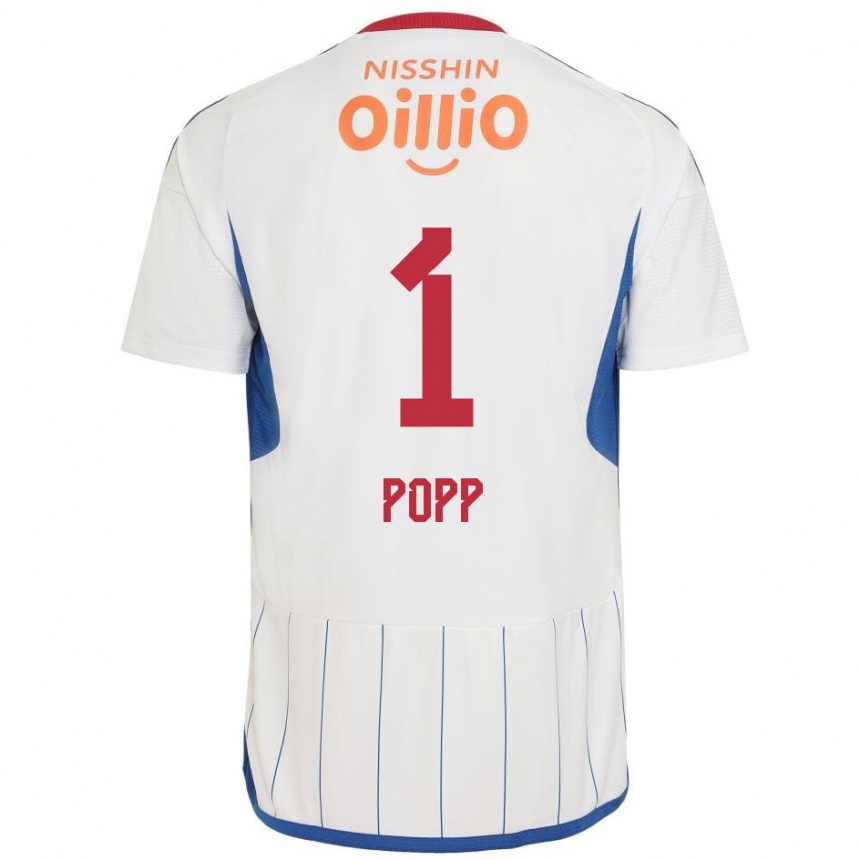 Enfant Football Maillot William Popp #1 Blanc Bleu Rouge Tenues Extérieur 2024/25