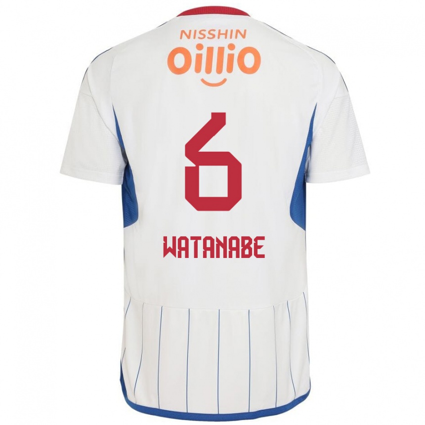 Enfant Football Maillot Kota Watanabe #6 Blanc Bleu Rouge Tenues Extérieur 2024/25