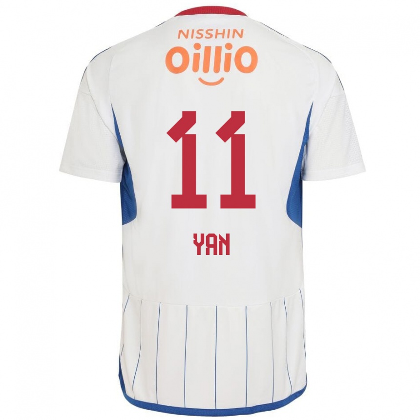 Enfant Football Maillot Yan #11 Blanc Bleu Rouge Tenues Extérieur 2024/25