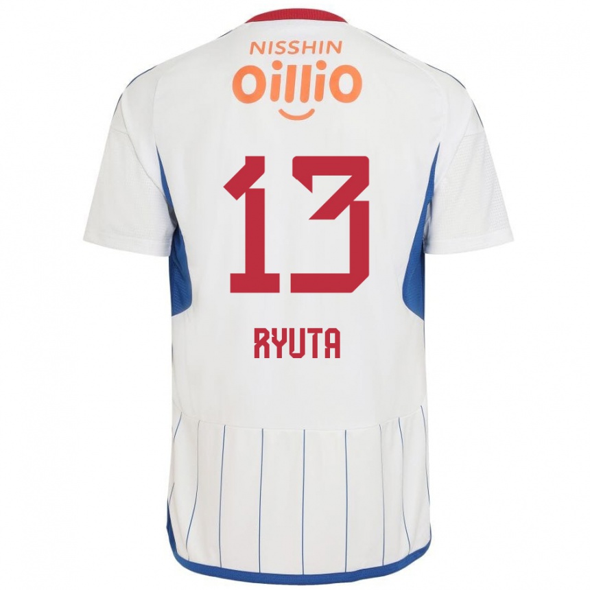 Enfant Football Maillot Ryuta Koike #13 Blanc Bleu Rouge Tenues Extérieur 2024/25