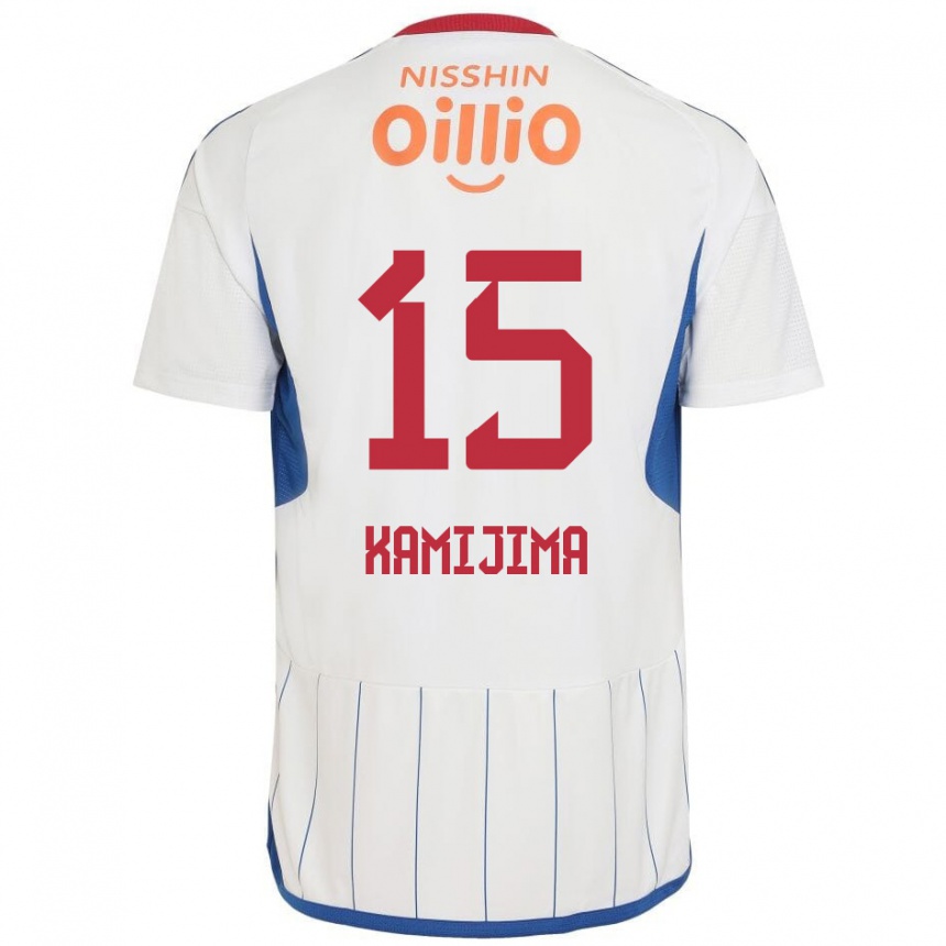 Enfant Football Maillot Takumi Kamijima #15 Blanc Bleu Rouge Tenues Extérieur 2024/25