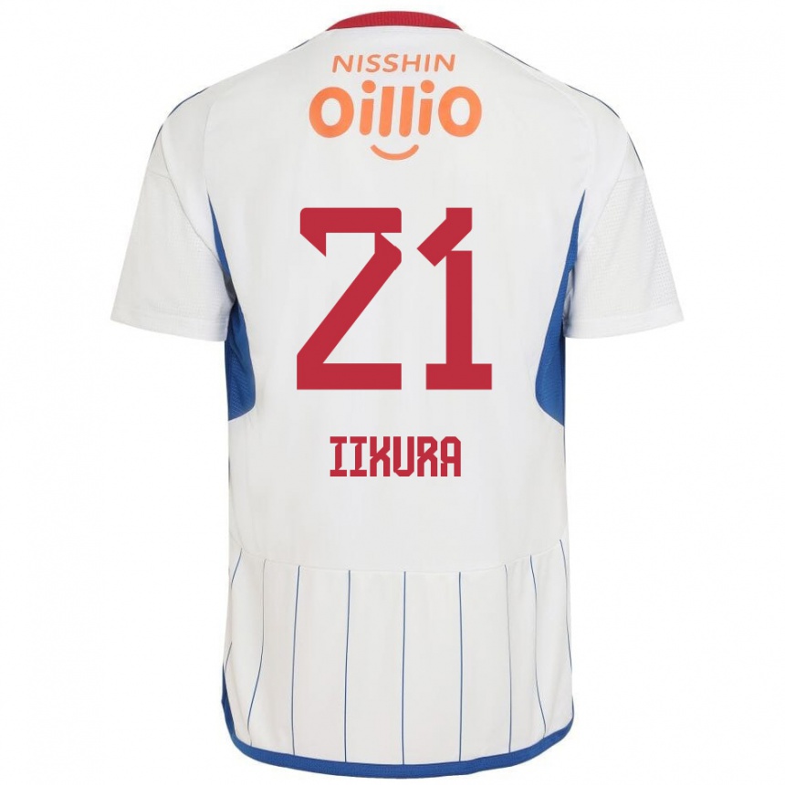 Enfant Football Maillot Hiroki Iikura #21 Blanc Bleu Rouge Tenues Extérieur 2024/25