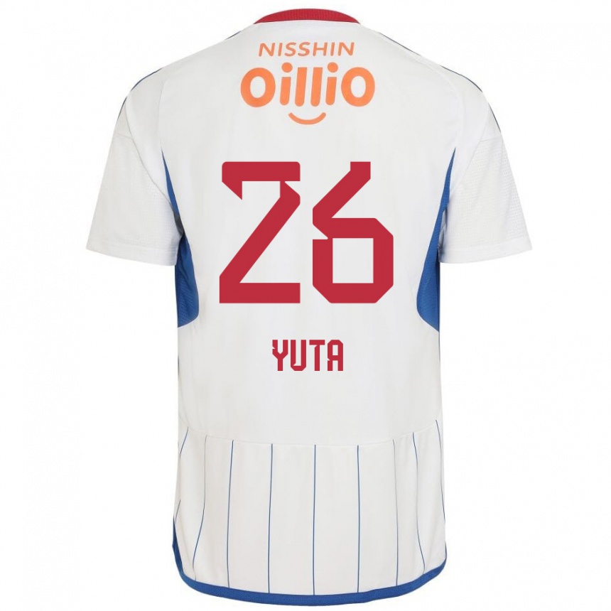 Enfant Football Maillot Yuta Koike #26 Blanc Bleu Rouge Tenues Extérieur 2024/25