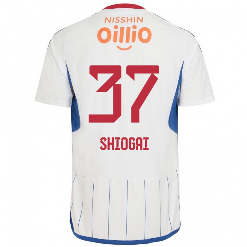 Enfant Football Maillot Kento Shiogai #37 Blanc Bleu Rouge Tenues Extérieur 2024/25