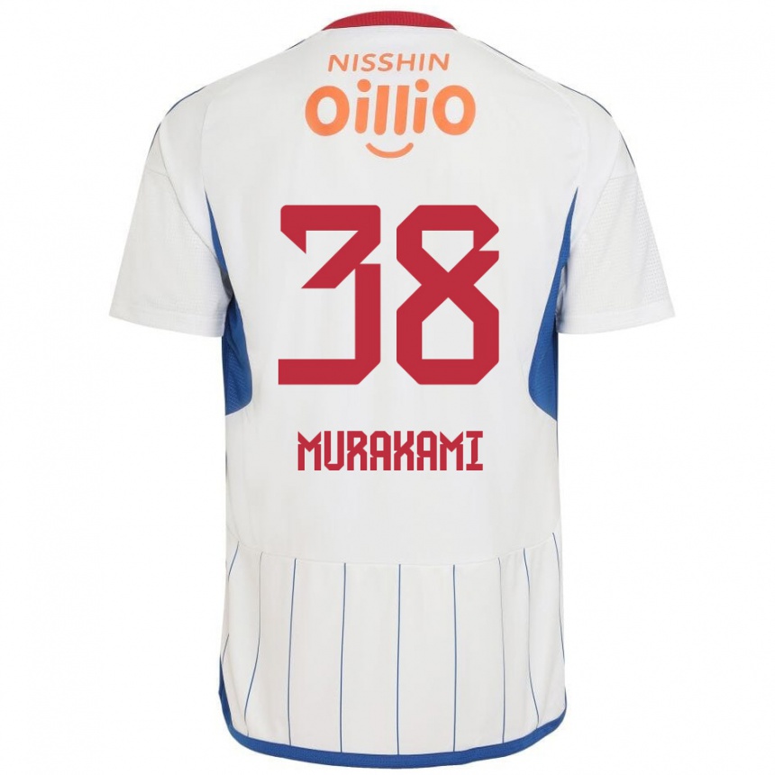 Enfant Football Maillot Yuhi Murakami #38 Blanc Bleu Rouge Tenues Extérieur 2024/25