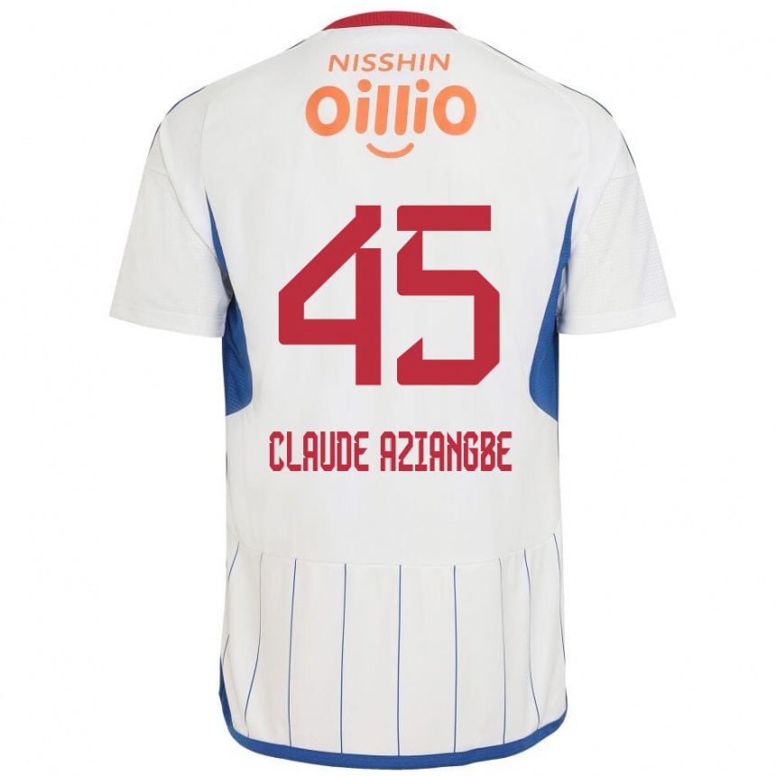 Enfant Football Maillot Jean Claude Aziangbe #45 Blanc Bleu Rouge Tenues Extérieur 2024/25