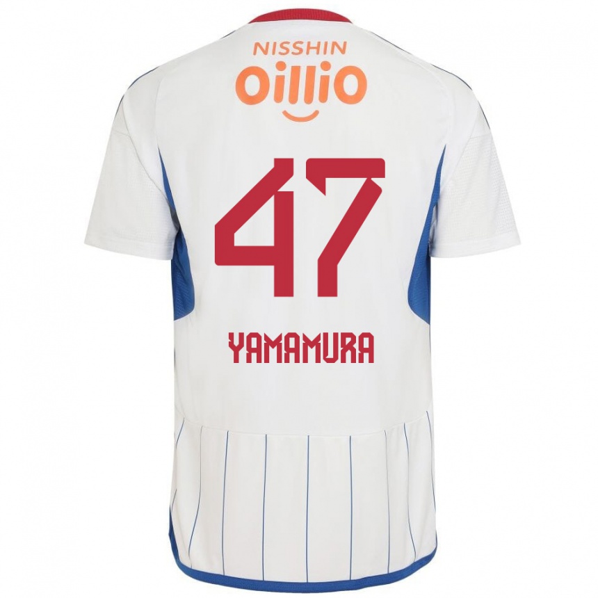 Enfant Football Maillot Kazuya Yamamura #47 Blanc Bleu Rouge Tenues Extérieur 2024/25