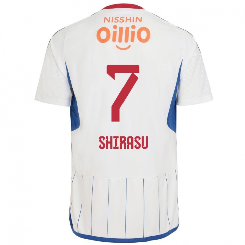 Enfant Football Maillot Kento Shirasu #7 Blanc Bleu Rouge Tenues Extérieur 2024/25