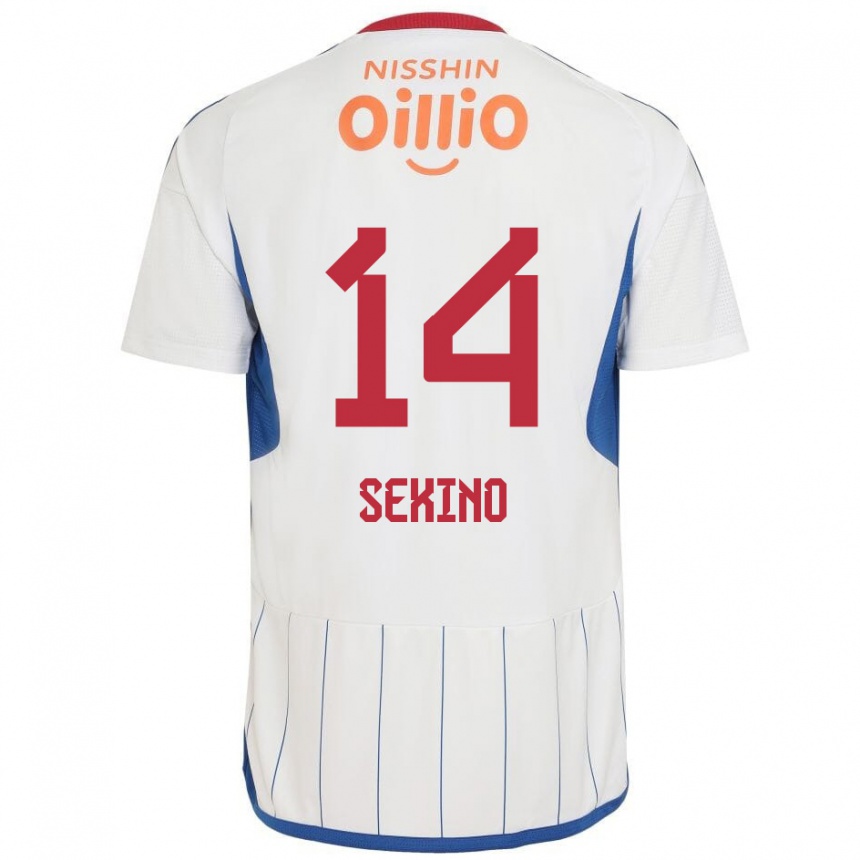 Enfant Football Maillot Aiki Sekino #14 Blanc Bleu Rouge Tenues Extérieur 2024/25