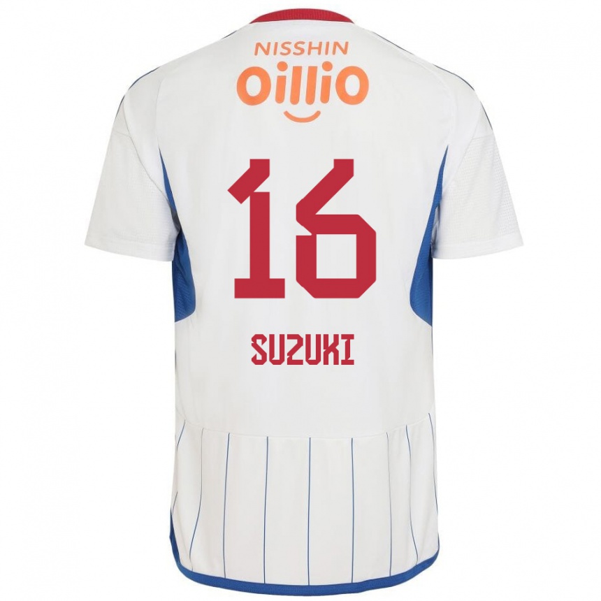 Enfant Football Maillot Kai Suzuki #16 Blanc Bleu Rouge Tenues Extérieur 2024/25