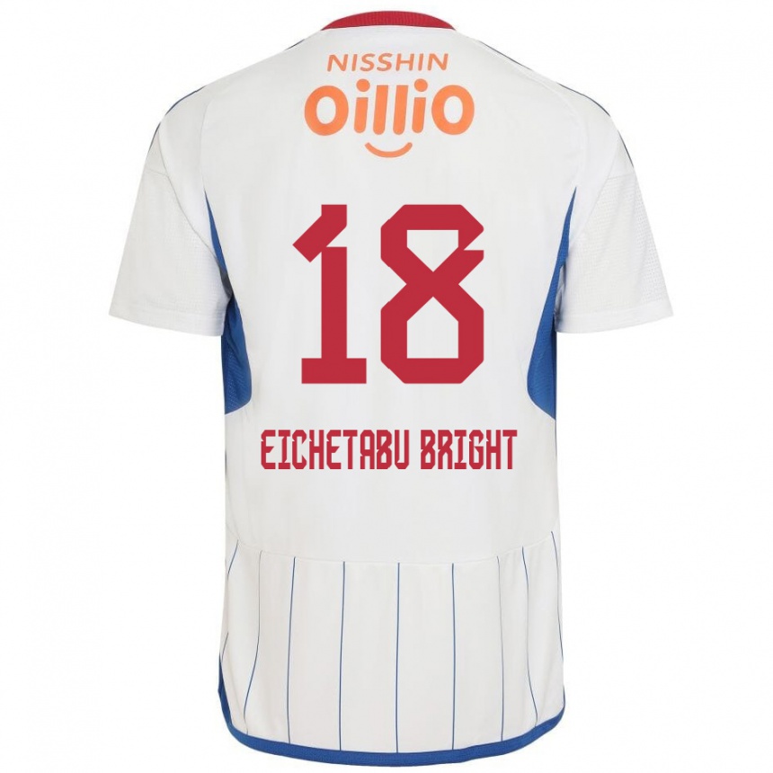 Enfant Football Maillot Kai Eichetabu Bright #18 Blanc Bleu Rouge Tenues Extérieur 2024/25